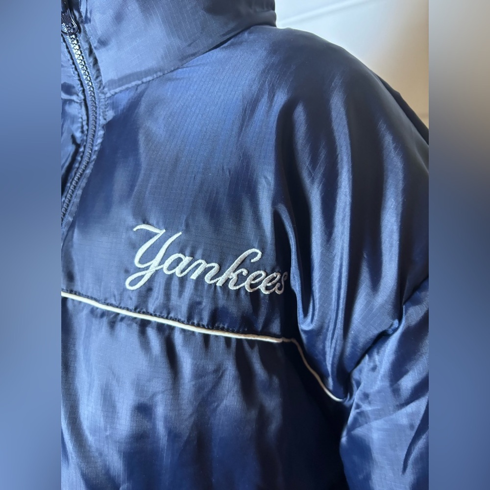 New York Yankees Navy Hoodie Full-Zip Puffer Jacket Size XL/EX - Picture 2 of 8